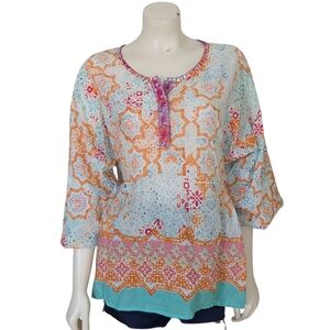 Sigrid Olsen Boho Tunic Top Size Large